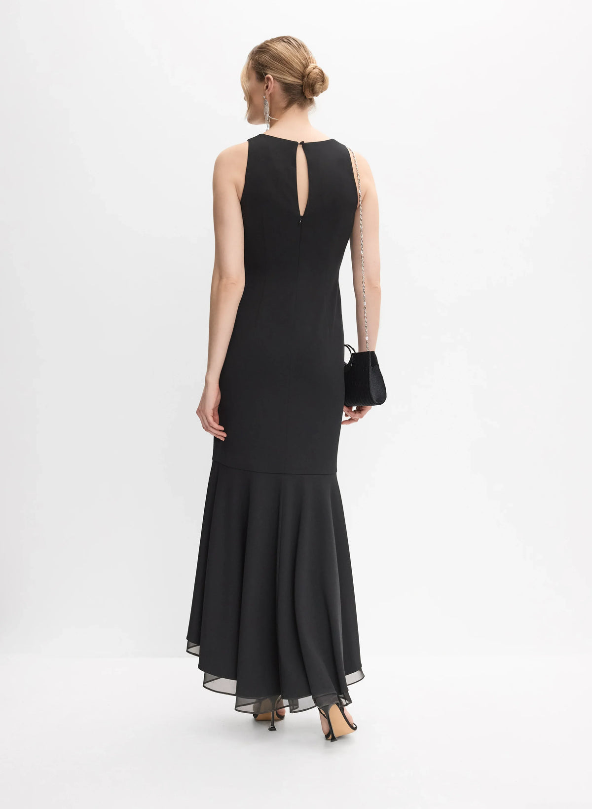 Special Occasion Sophisticated Graceful Stylish Elegant Black Chiffon Sleeveless Floor-Length Prom Dress