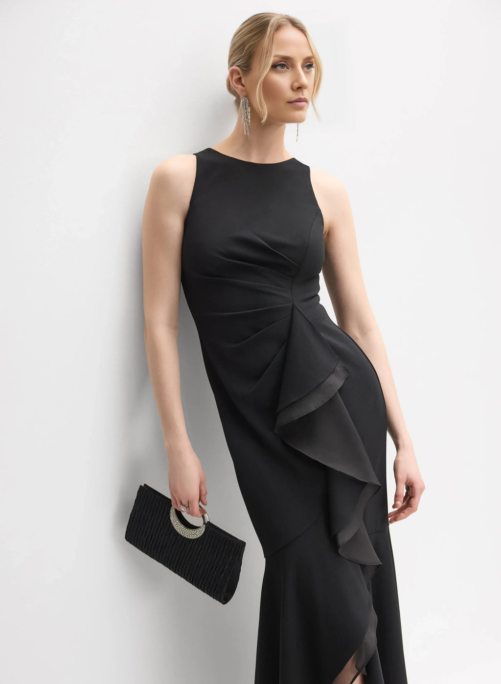 Special Occasion Sophisticated Graceful Stylish Elegant Black Chiffon Sleeveless Floor-Length Prom Dress