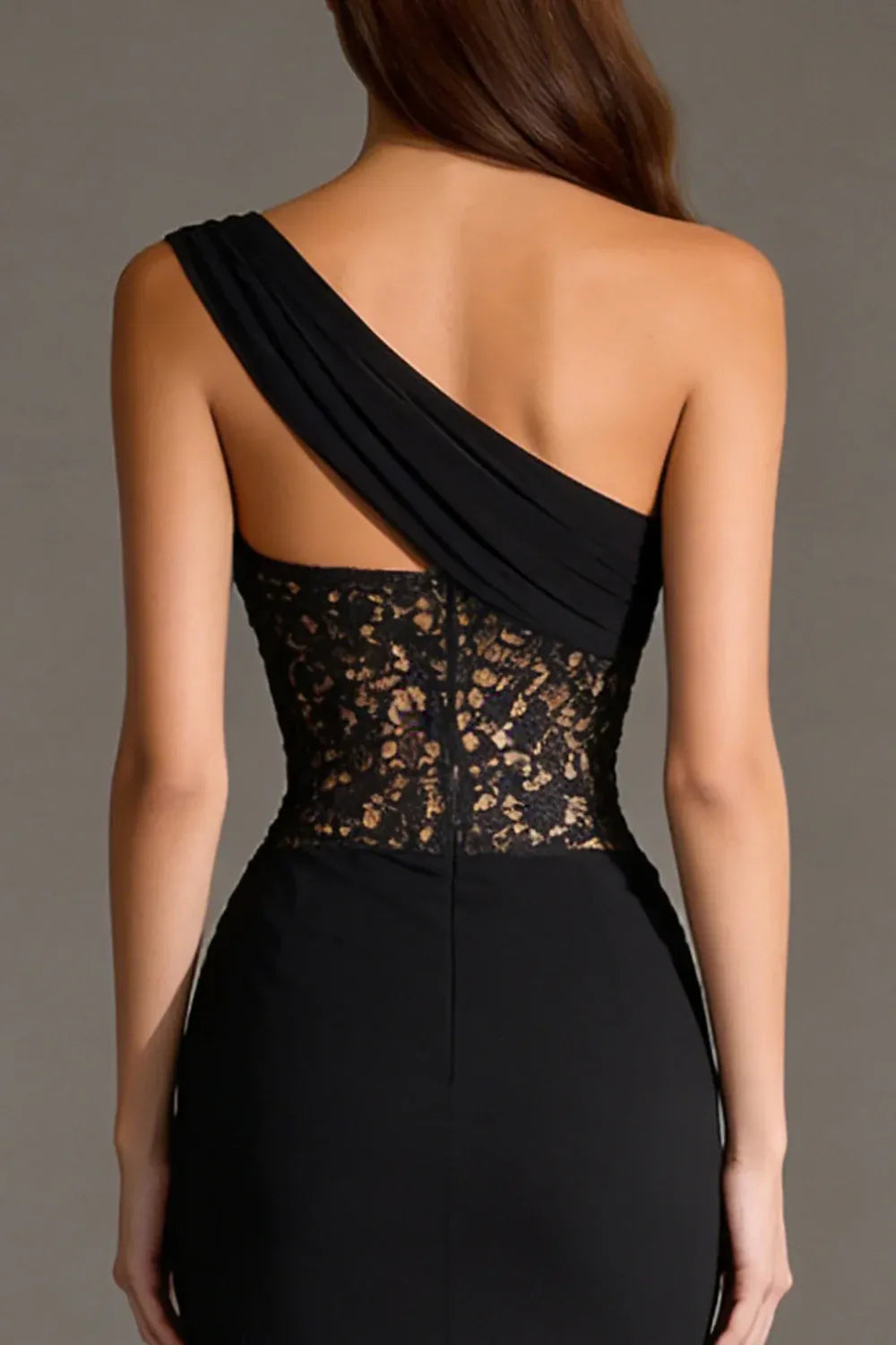Timeless Special Occasion Sophisticated Elegant Black Lace Mermaid Sleeveless Floor-Length Prom Dress