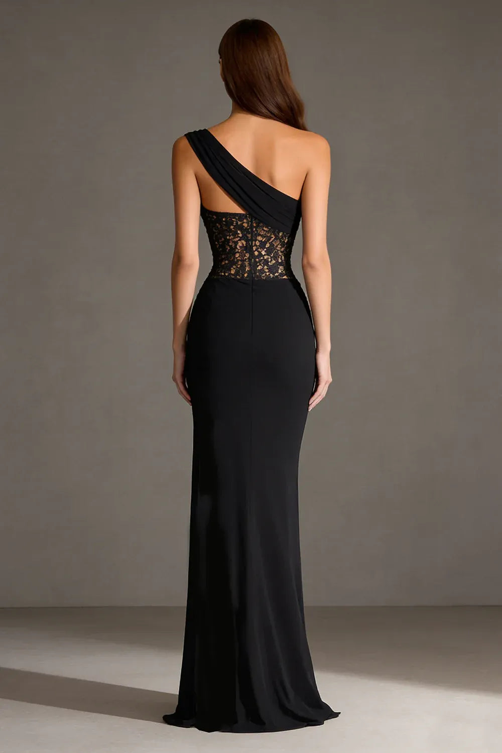 Timeless Special Occasion Sophisticated Elegant Black Lace Mermaid Sleeveless Floor-Length Prom Dress