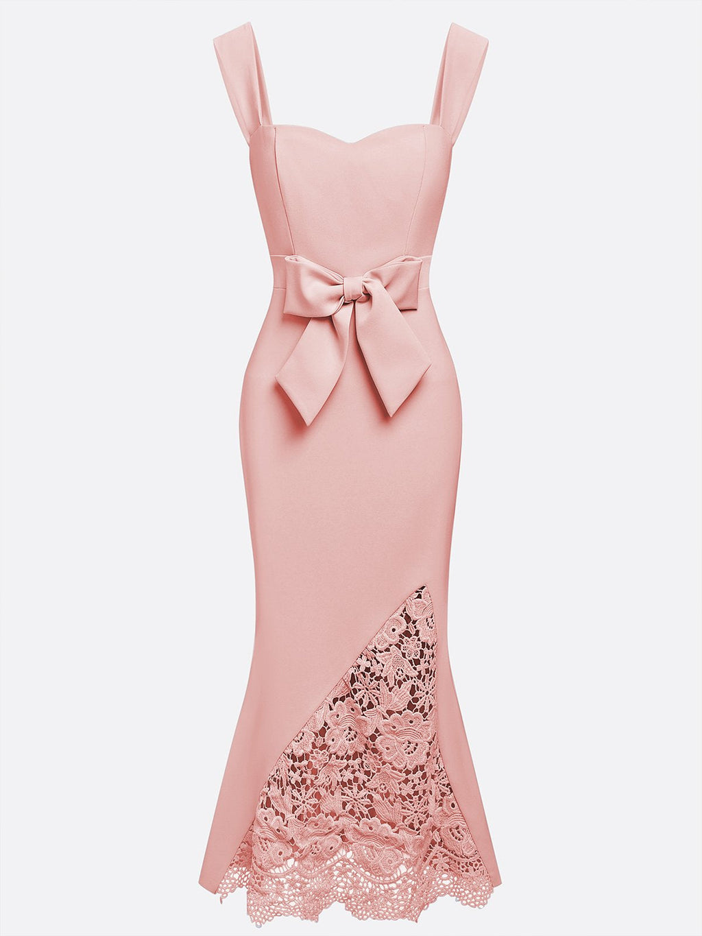 Sophisticated Graceful Stylish Elegant Blush Pink Lace Mermaid Sweetheart Sleeveless Evening Dress