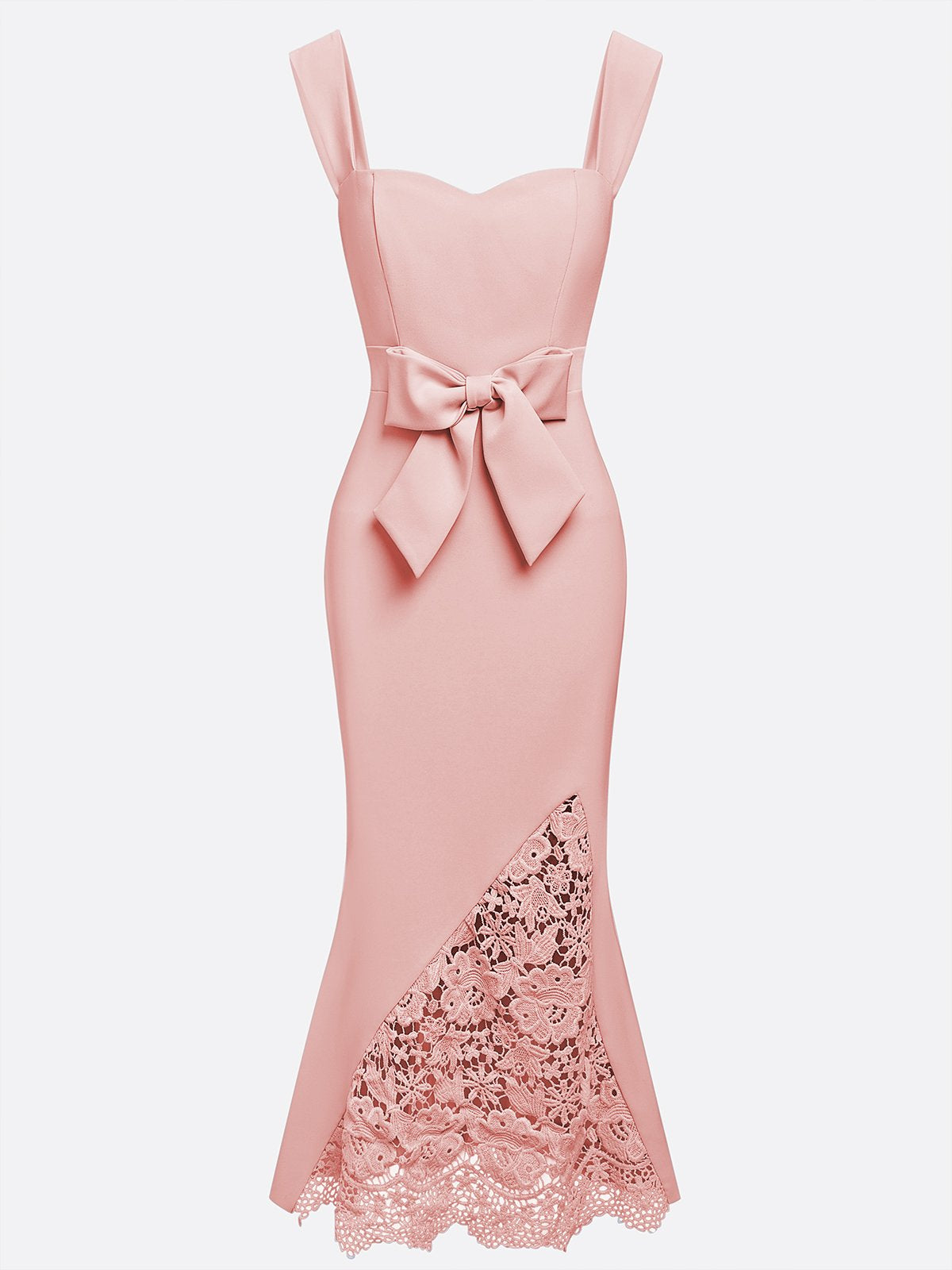 Sophisticated Graceful Stylish Elegant Blush Pink Lace Mermaid Sweetheart Sleeveless Evening Dress
