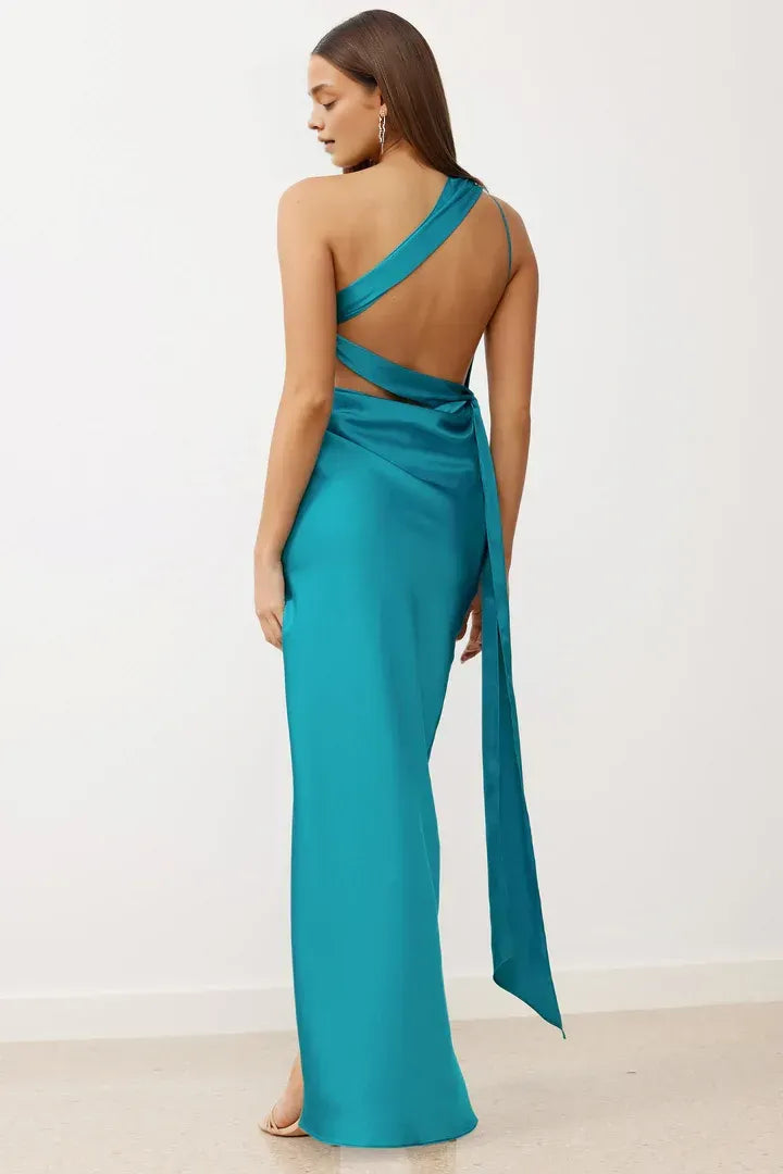 Refined Beautiful Timeless Chic Elegant Red Satin Sheath Sleeveless Floor-Length Prom Dress