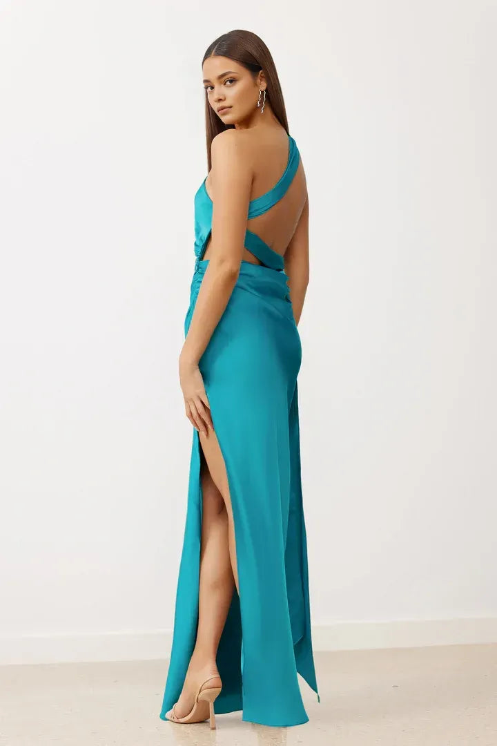 Refined Beautiful Timeless Chic Elegant Red Satin Sheath Sleeveless Floor-Length Prom Dress