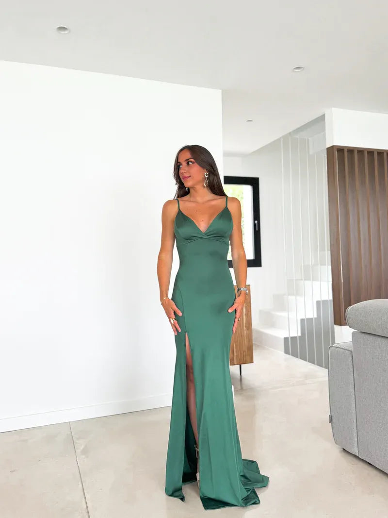 Refined Beautiful Timeless Elegant Royal Blue Satin Sheath Sleeveless Floor-Length Prom Dress