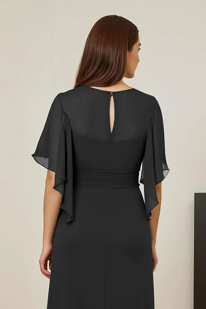 Chic Elegant Emerald Green Chiffon Sheath Floor-Length Mother of the Bride Dress