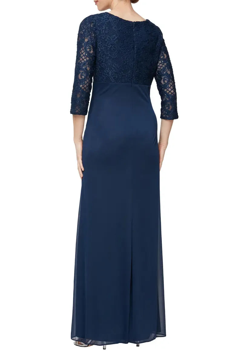 Elegant Purple Lace Sheath Long Sleeve Floor-Length Mother of the Bride Dress