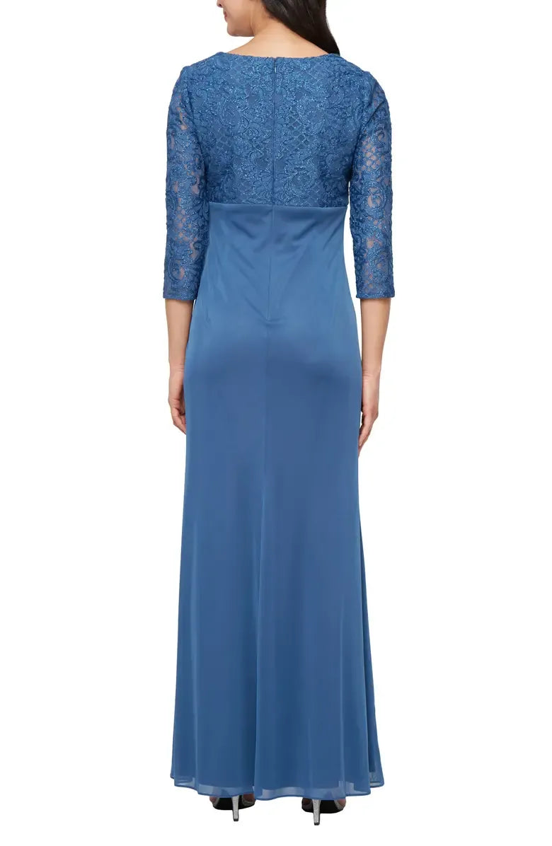 Elegant Purple Lace Sheath Long Sleeve Floor-Length Mother of the Bride Dress