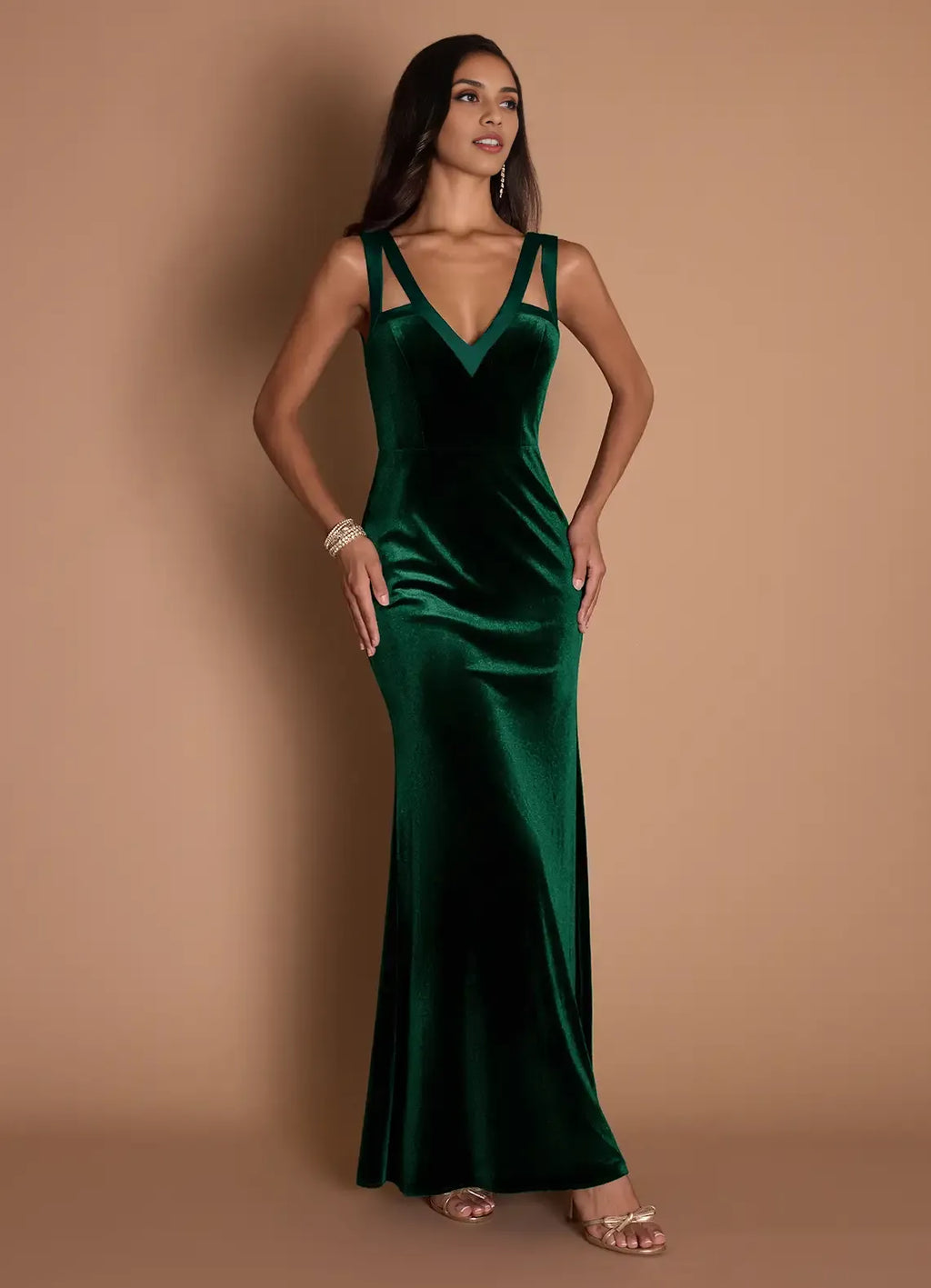 Stylish Refined Beautiful Timeless Elegant Burgundy Velvet Sheath Sleeveless Floor-Length Evening Dress