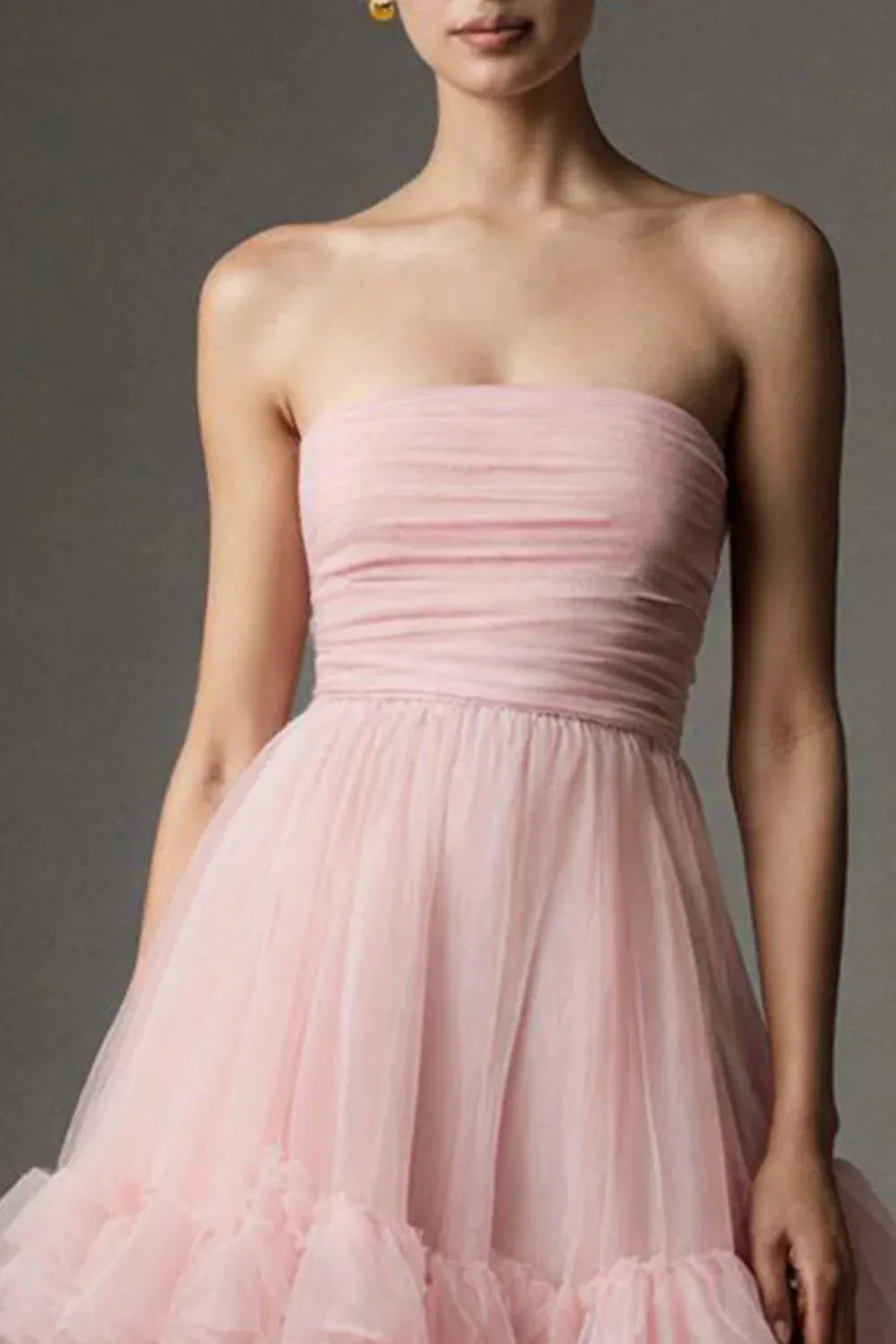 Special Occasion Sophisticated Graceful Stylish Elegant Red Satin Strapless Sleeveless Prom Dress