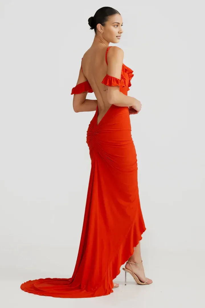 Beautiful Timeless Special Occasion Sophisticated Graceful Elegant Red Sleeveless Floor-Length Prom Dress