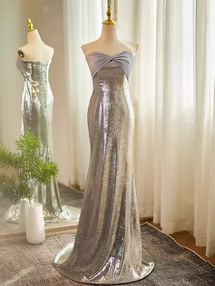 Stylish Refined Beautiful Timeless Chic Elegant Lace Mermaid Strapless Sleeveless Party Dress