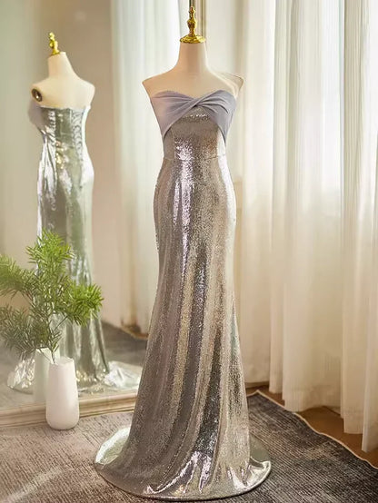 Stylish Refined Beautiful Timeless Chic Elegant Lace Mermaid Strapless Sleeveless Party Dress