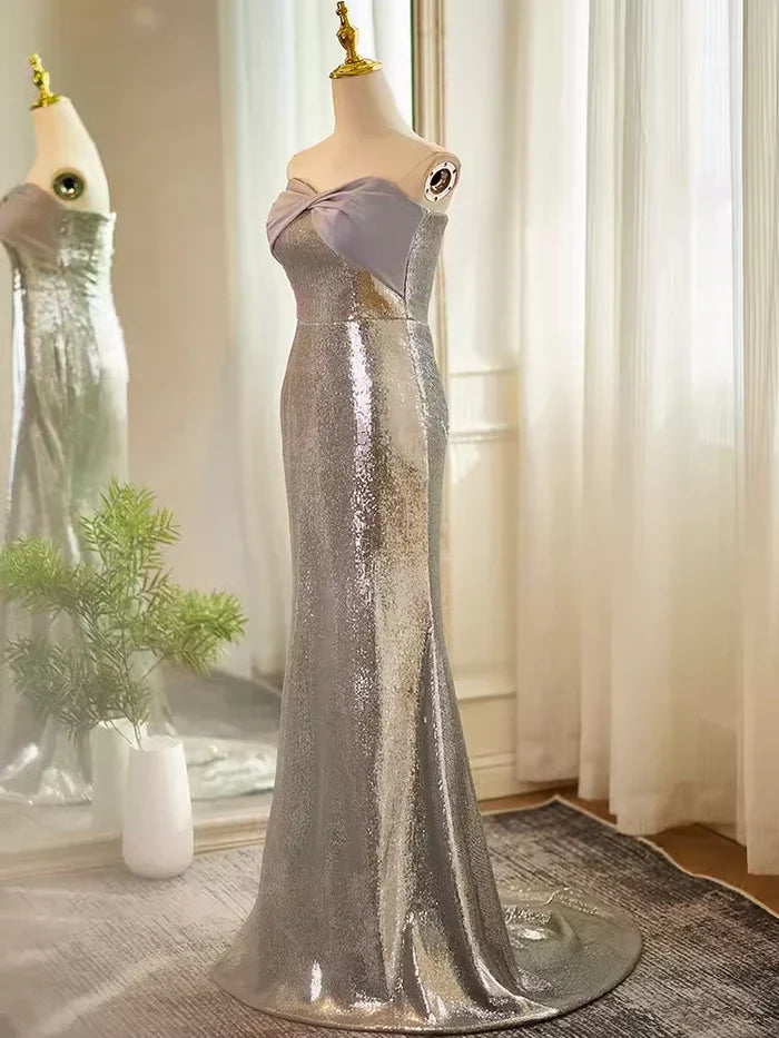 Stylish Refined Beautiful Timeless Chic Elegant Lace Mermaid Strapless Sleeveless Party Dress