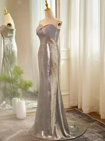 Stylish Refined Beautiful Timeless Chic Elegant Lace Mermaid Strapless Sleeveless Party Dress
