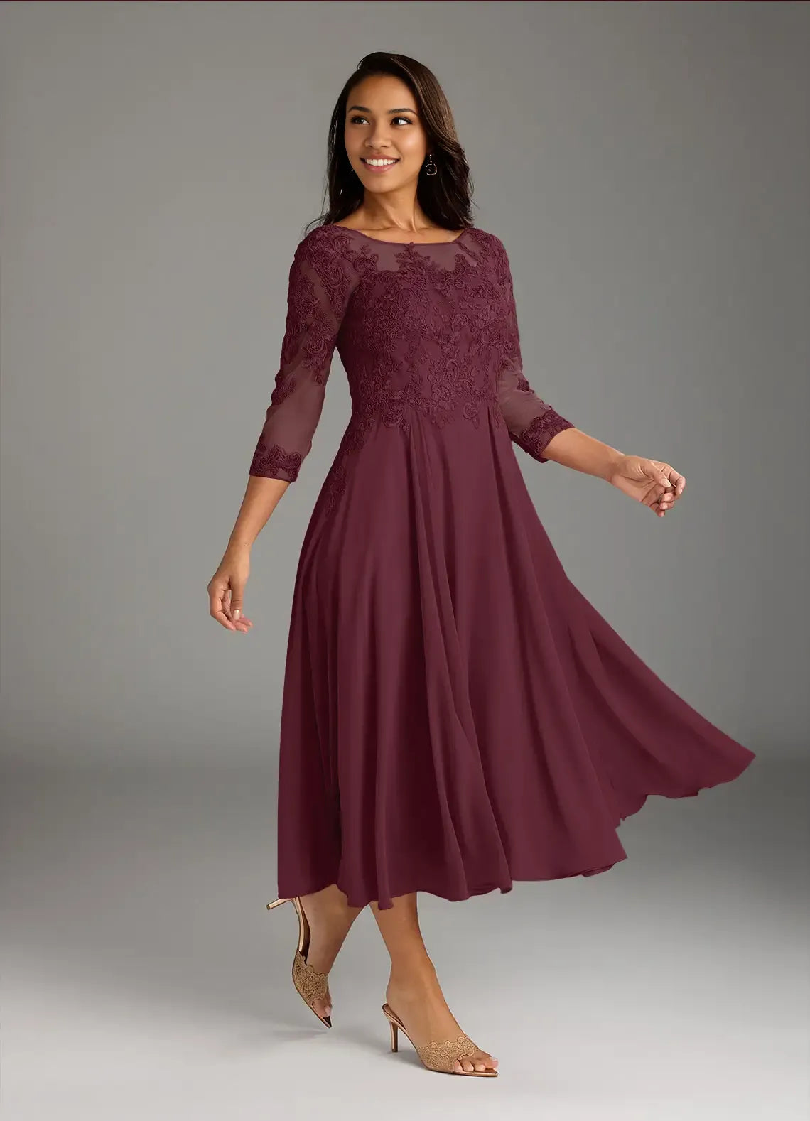 Beautiful Timeless Elegant Chiffon A-Line Scoop Neck Mother of the Bride Dress