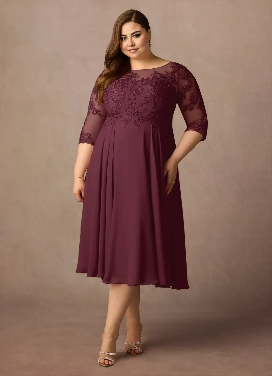 Beautiful Timeless Elegant Chiffon A-Line Scoop Neck Mother of the Bride Dress