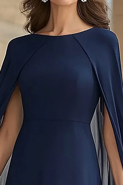 Elegant Red A-Line Scoop-Neck Classic-Sleeve Classic-Back Floor-Length Mother-of-the-Bride Dress
