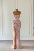 Pink Arrival Sequins Sleeveless Evening Dresses With Split