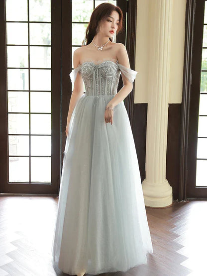 Elegant Red A-Line Classic-Neck Classic-Sleeve Classic-Back Floor-Length Prom Dress