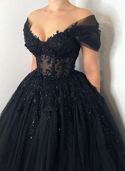 Off-The-Shoulder Chic A-line Wedding Dress Short Sleeves