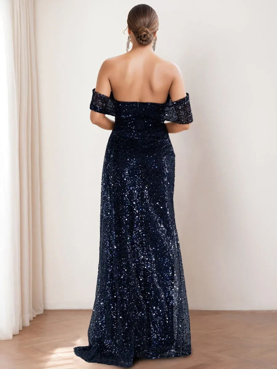 Off-the-shoulder Mother of the Bride Groom Dresses with Split Front