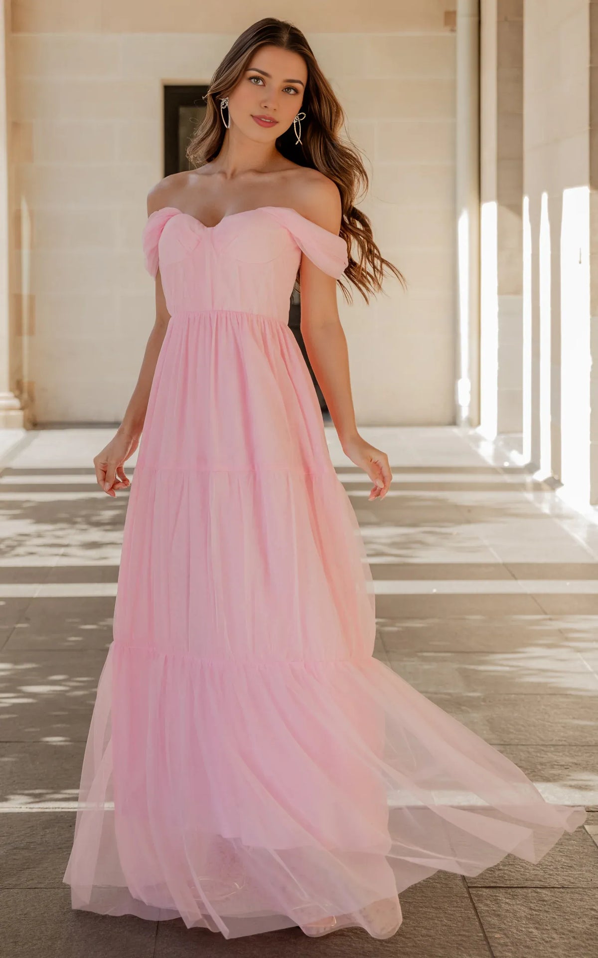 Refined Beautiful Timeless Chic Elegant Pink Tulle A-Line Sleeveless Floor-Length Evening Dress