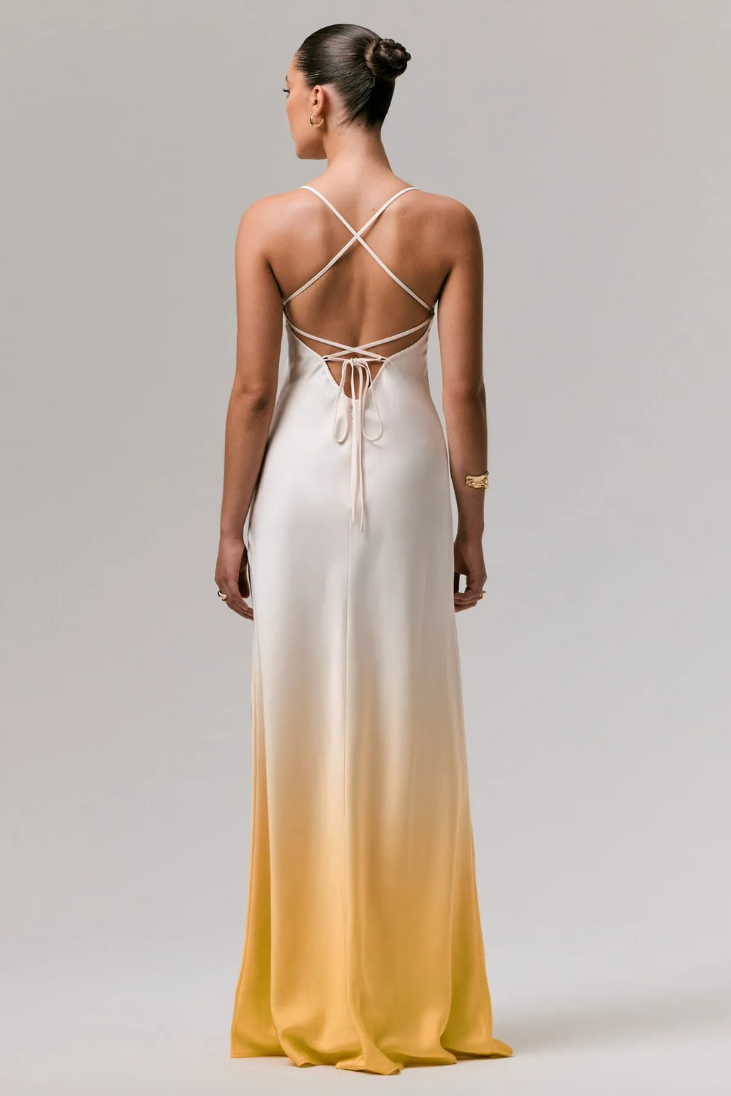 Ombre Cowl Neck Prom Dress with Spaghetti Straps for Elegant Evening Looks