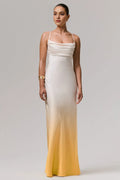 Ombre Cowl Neck Prom Dress with Spaghetti Straps for Elegant Evening Looks