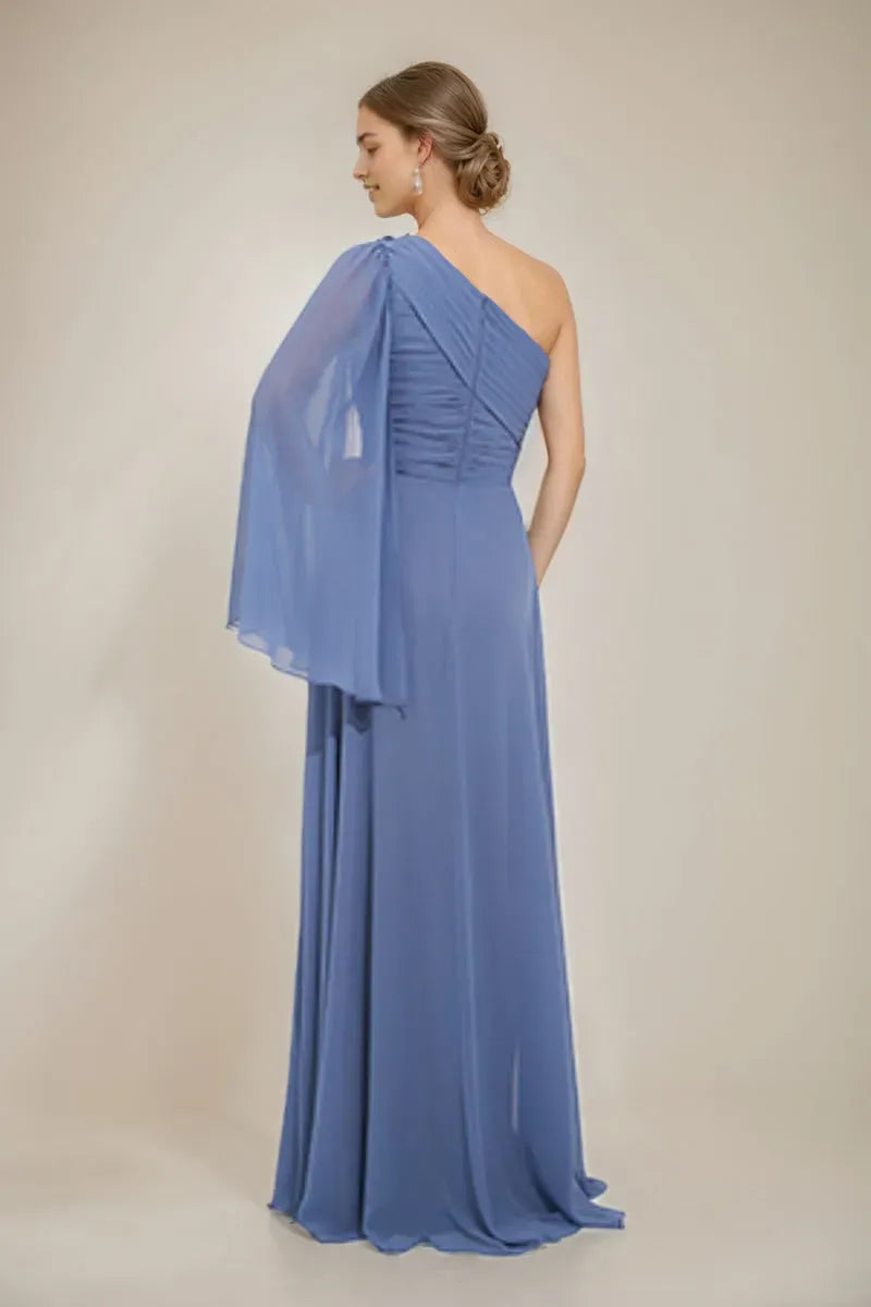 One-Shoulder Mother Of The Bride Groom Dresses with Appliques Side Slit