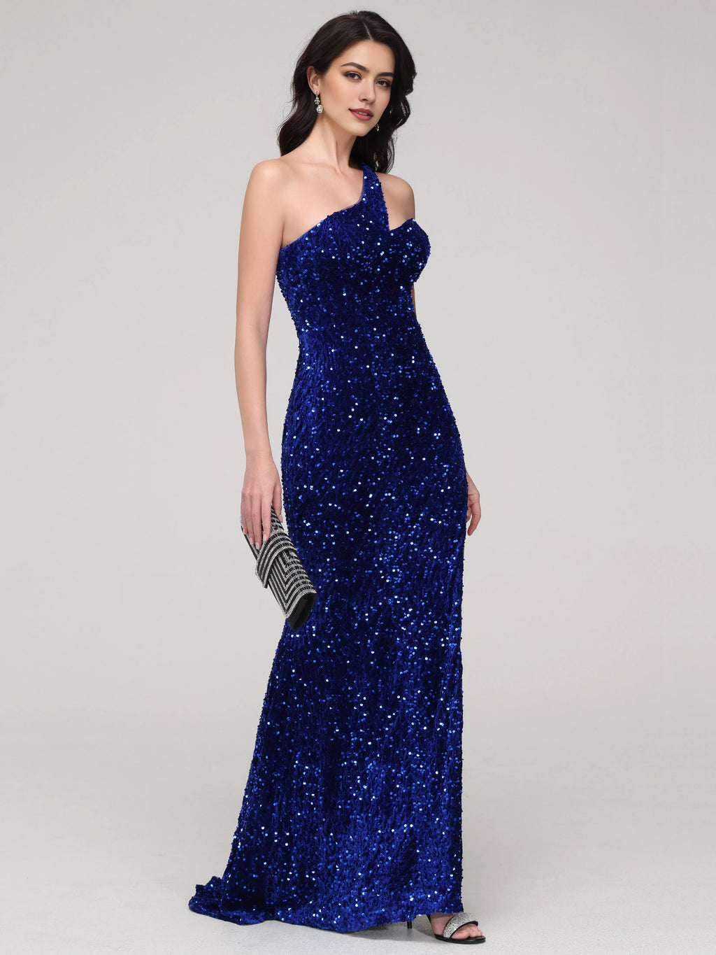 One Shoulder Mermaid Sequins Wedding Party Dresses