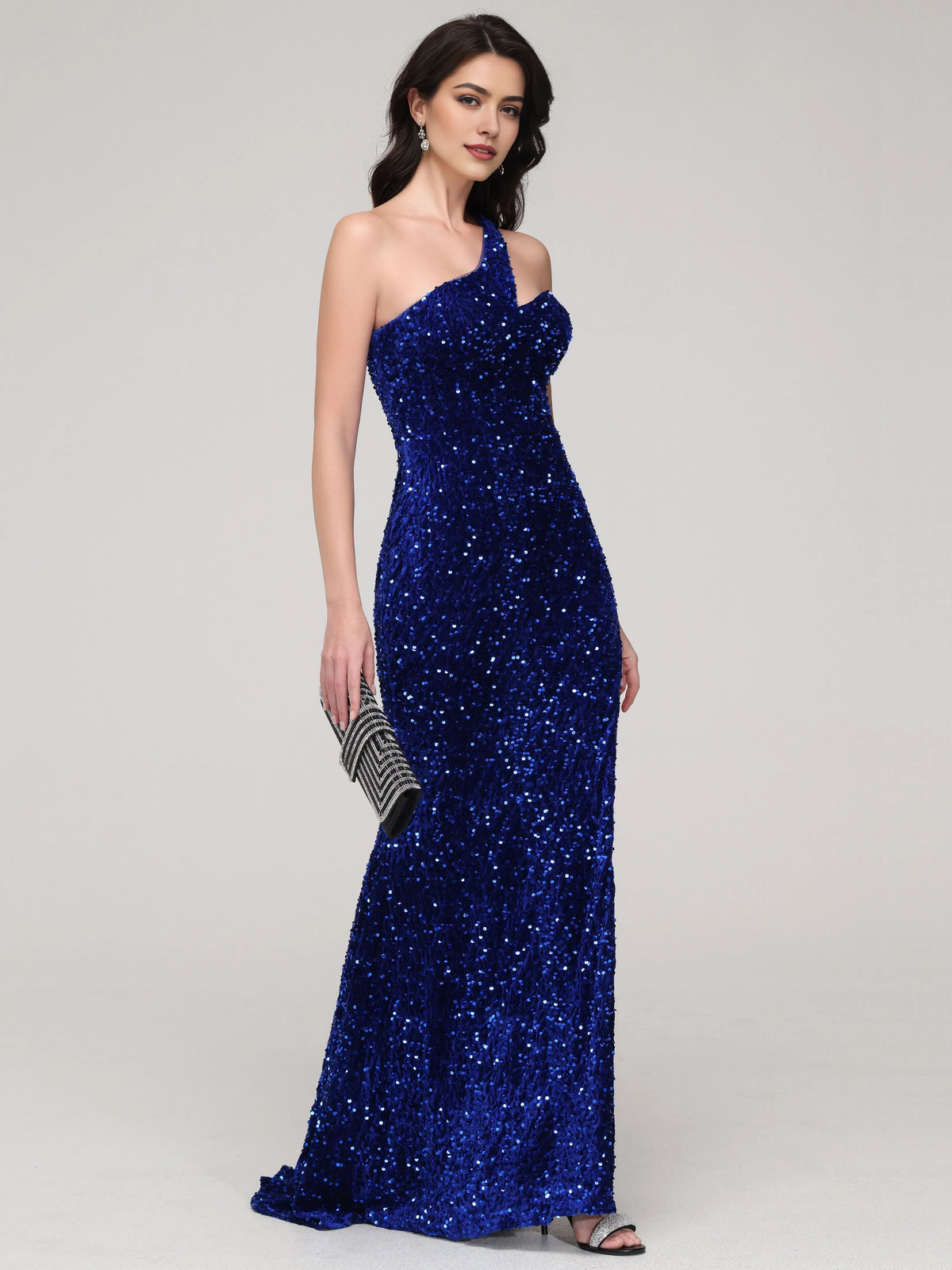 One Shoulder Mermaid Sequins Wedding Party Dresses