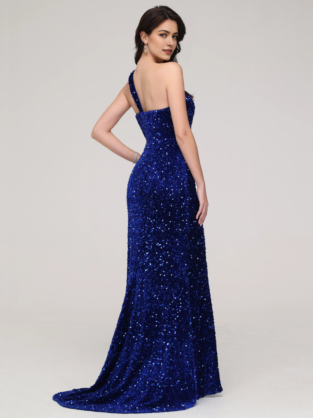 One Shoulder Mermaid Sequins Wedding Party Dresses