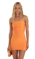 Orange Strapless Homecoming Dress Ruched Bodice Bodycon Fit Perfect for Energetic School Dances and Memorable Reunion Moments