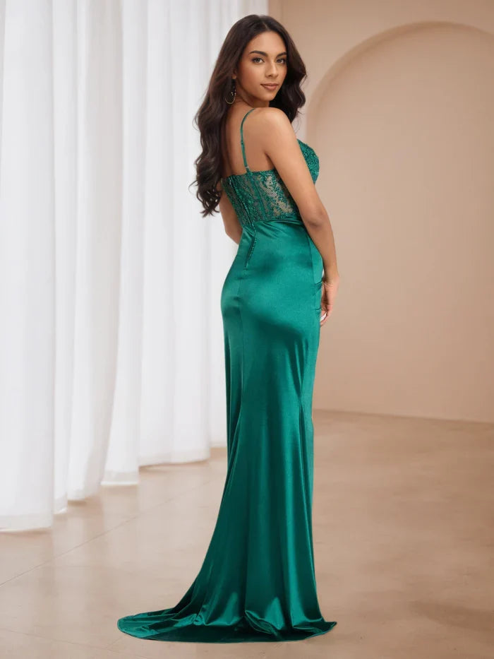 Peacock Appliques Sweep/Brush Train Trumpet/Mermaid Prom Dresses