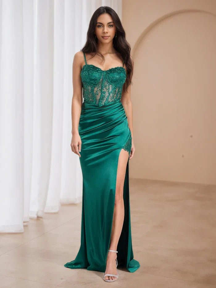 Peacock Appliques Sweep/Brush Train Trumpet/Mermaid Prom Dresses