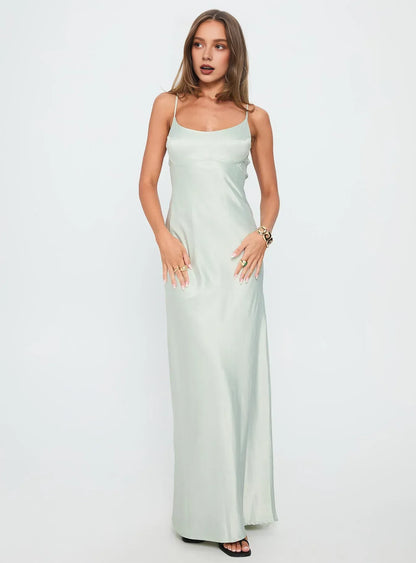 Stylish Refined Beautiful Timeless Chic Elegant Pink Satin Spaghetti Strap Prom Dress