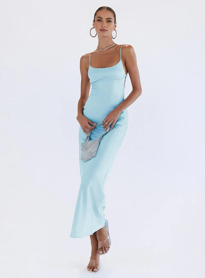 Stylish Refined Beautiful Timeless Chic Elegant Pink Satin Spaghetti Strap Prom Dress