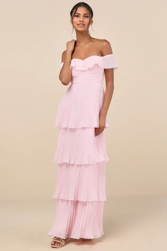 Graceful Stylish Refined Beautiful Timeless Chic Elegant A-Line Off-The-Shoulder Sleeveless Prom Dress