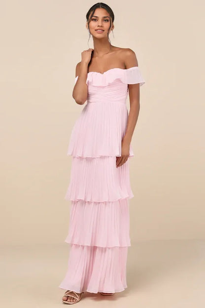 Graceful Stylish Refined Beautiful Timeless Chic Elegant A-Line Off-The-Shoulder Sleeveless Prom Dress