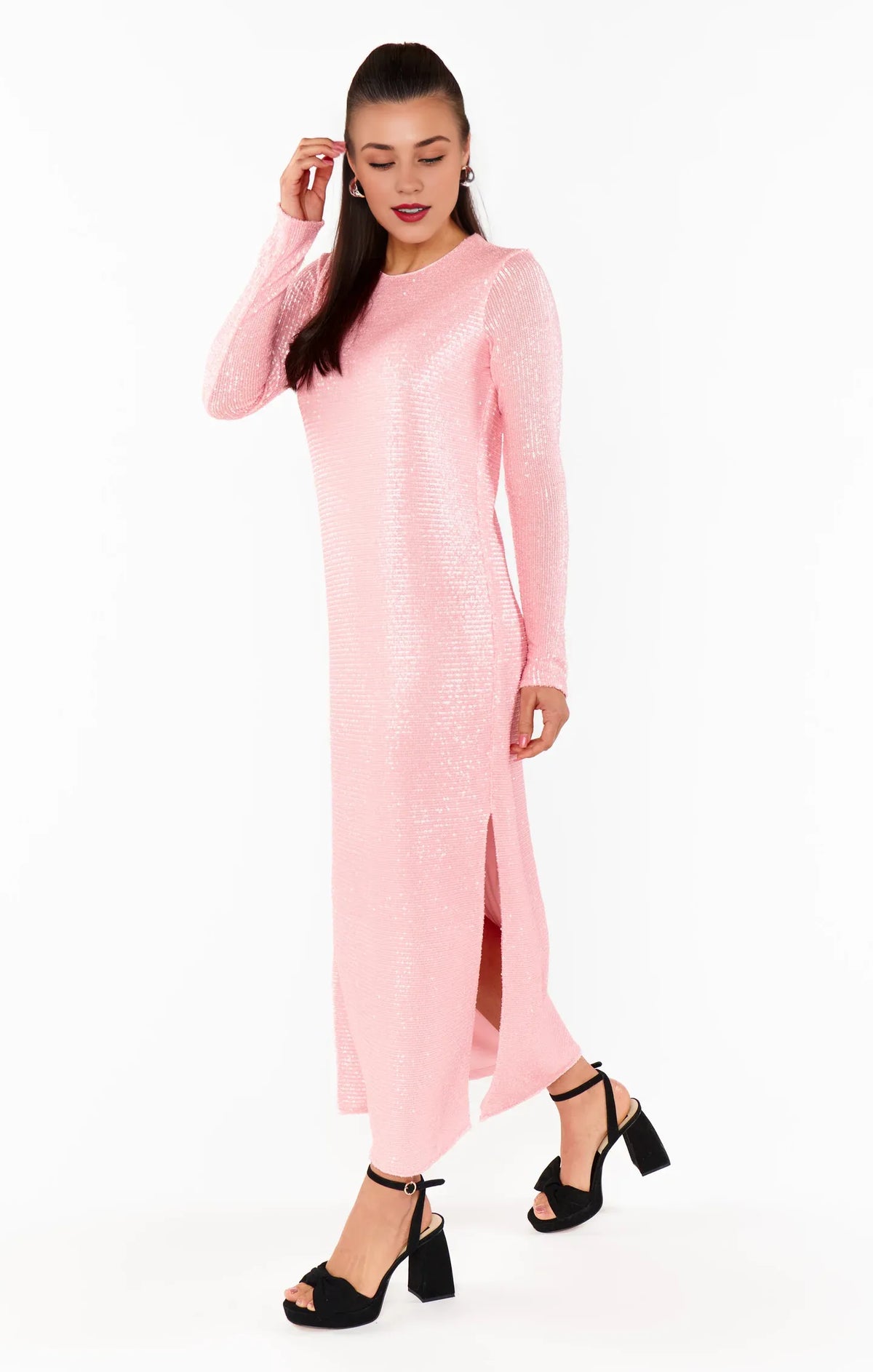 Refined Beautiful Timeless Special Occasion Elegant Sequins Long Sleeve Long Prom Dress