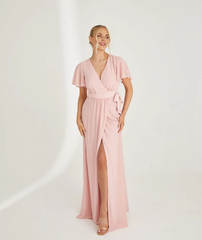 Stylish Refined Beautiful Timeless Special Occasion Elegant Blue Chiffon A-Line Bridesmaid Dress