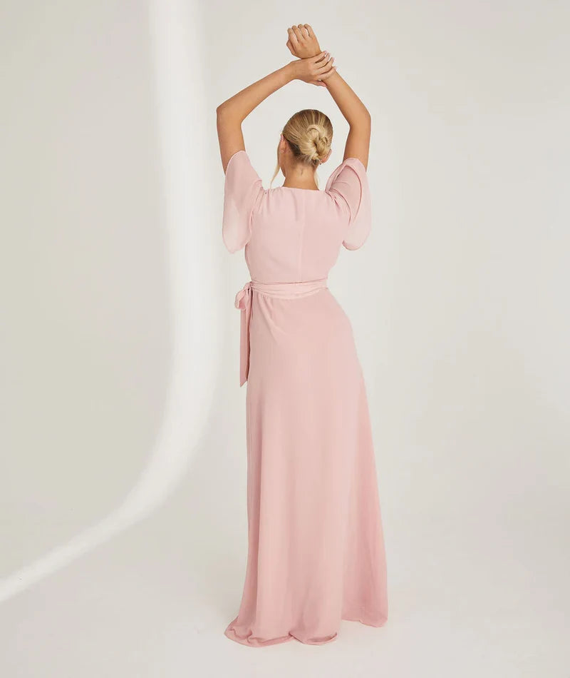 Stylish Refined Beautiful Timeless Special Occasion Elegant Blue Chiffon A-Line Bridesmaid Dress