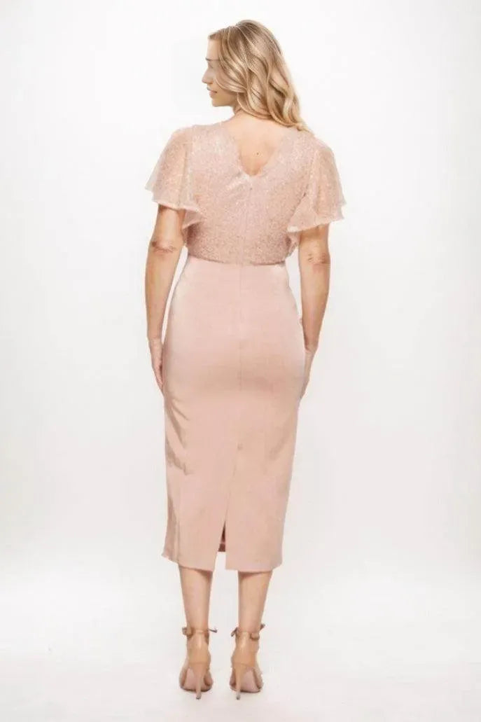 Pink V-neck luxury Mother of the Bride Dresses