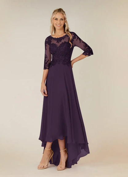 Special Occasion Elegant Chiffon A-Line Scoop Neck Mother of the Bride Dress
