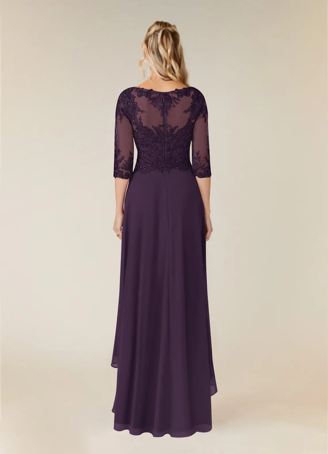 Special Occasion Elegant Chiffon A-Line Scoop Neck Mother of the Bride Dress