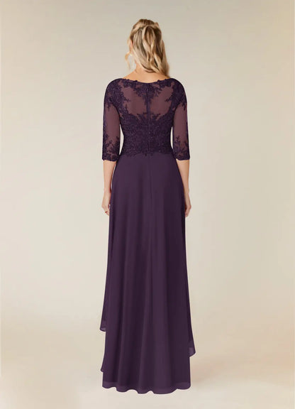 Special Occasion Elegant Chiffon A-Line Scoop Neck Mother of the Bride Dress