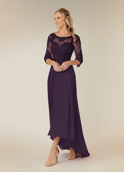 Special Occasion Elegant Chiffon A-Line Scoop Neck Mother of the Bride Dress