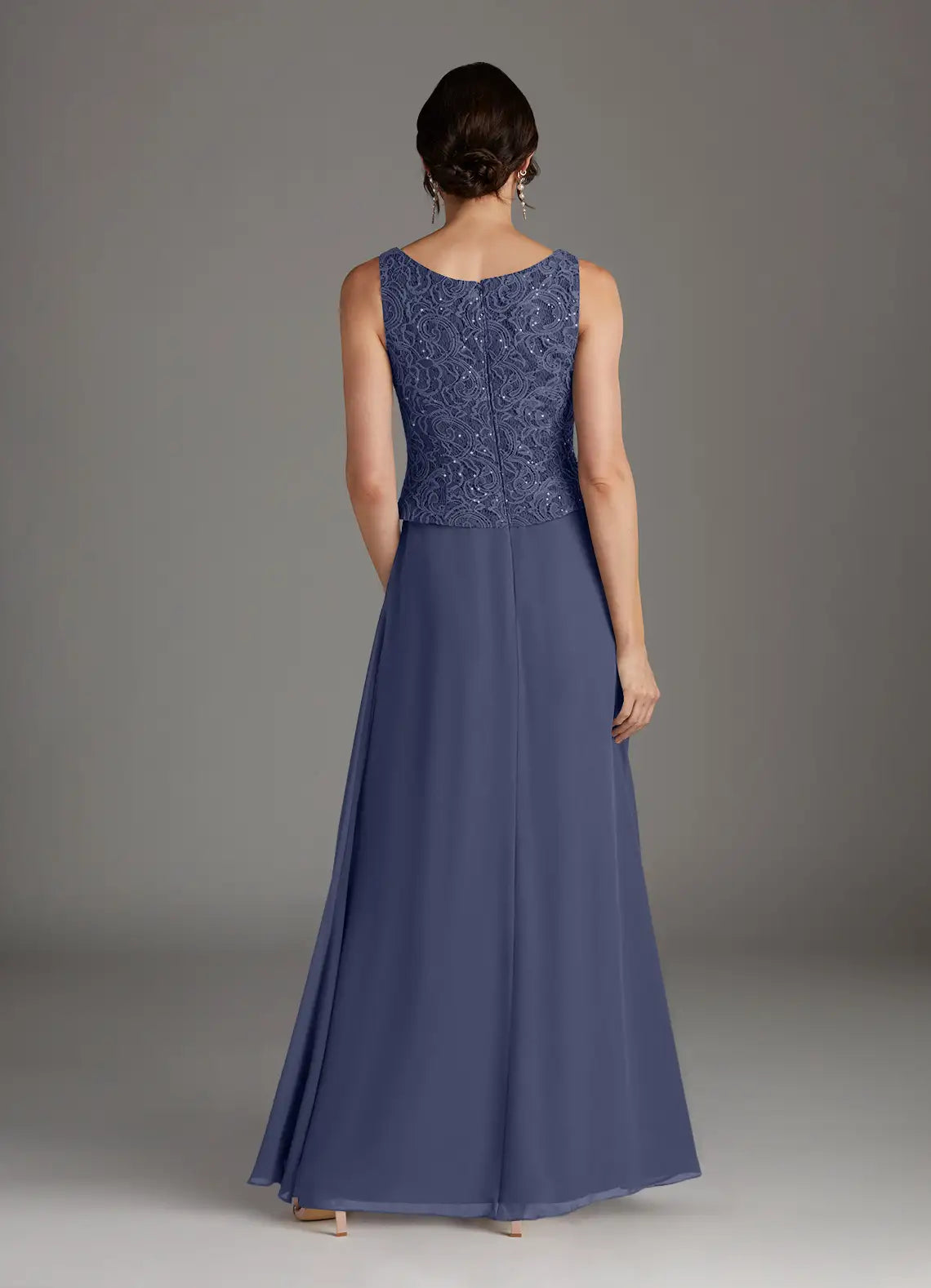 Elegant Red Chiffon Sheath Square Neck Floor-Length Mother of the Bride Dress