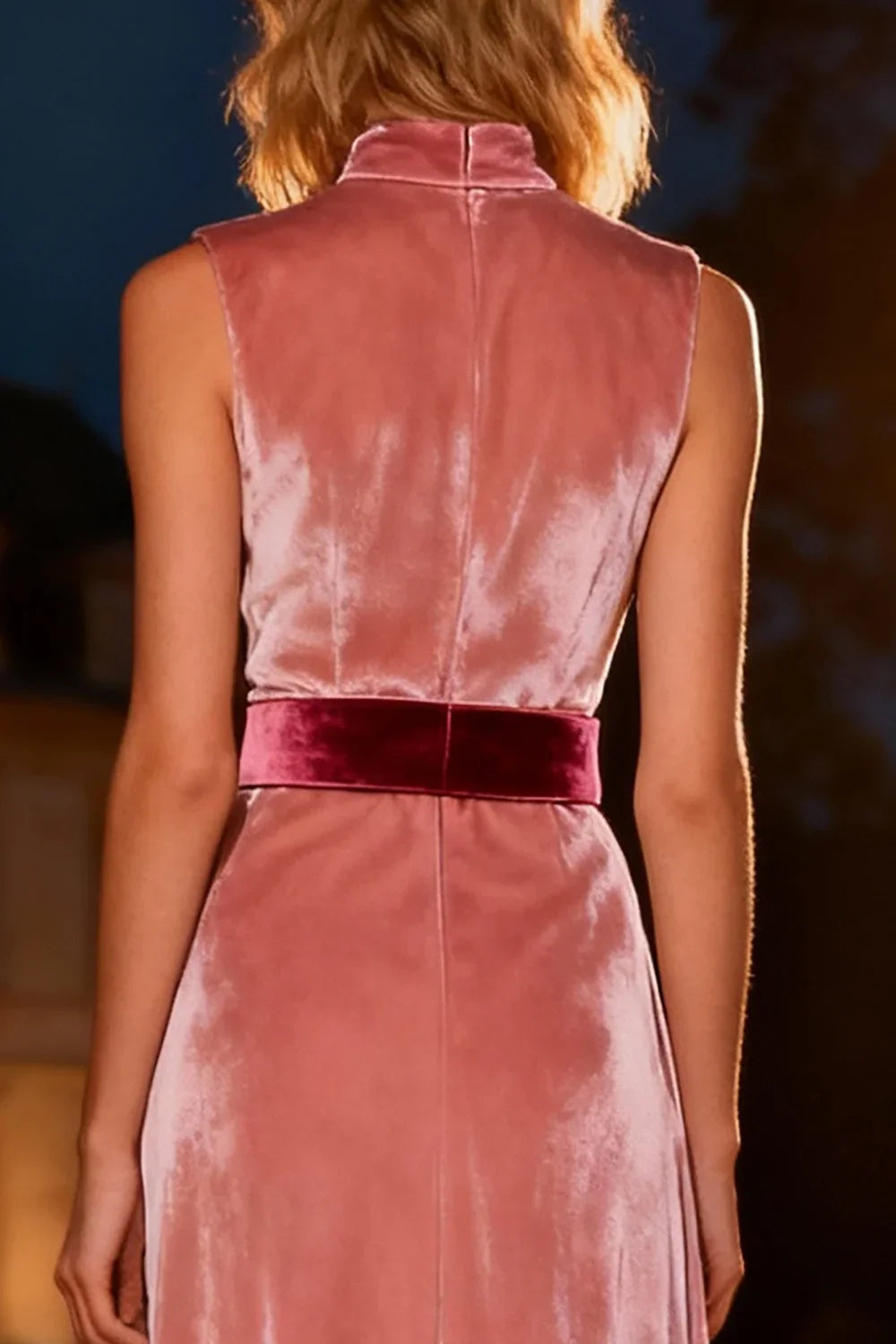 Sophisticated Graceful Stylish Elegant Burgundy Velvet A-Line High Neck Sleeveless Prom Dress
